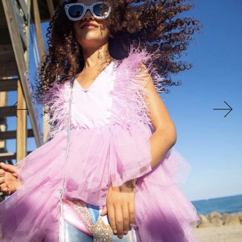 Lola + The Boys Lavender Feathered Dress